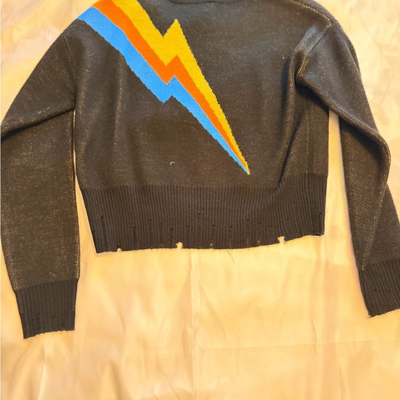 Distressed Lightning Bolt Knit Sweater – S/M (no tags) - Picture 4 of 8